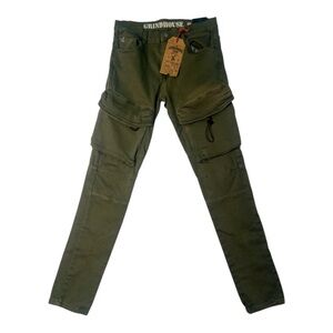 Sz various Olive Green Cargo style pocket jeans